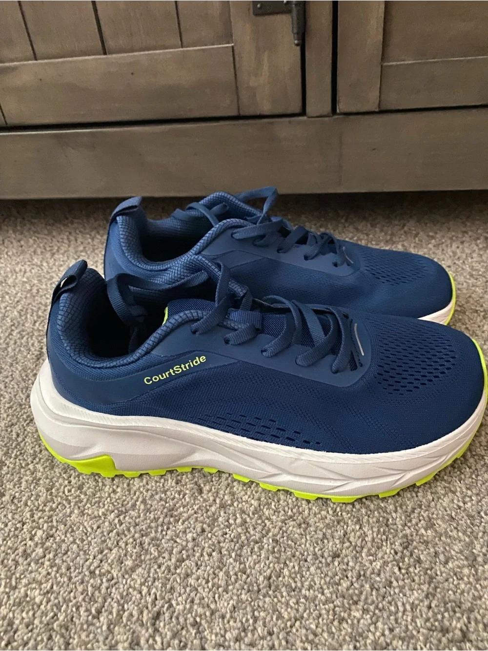 Women’s Navy Athletic Sneakers with Neon Yellow Accents